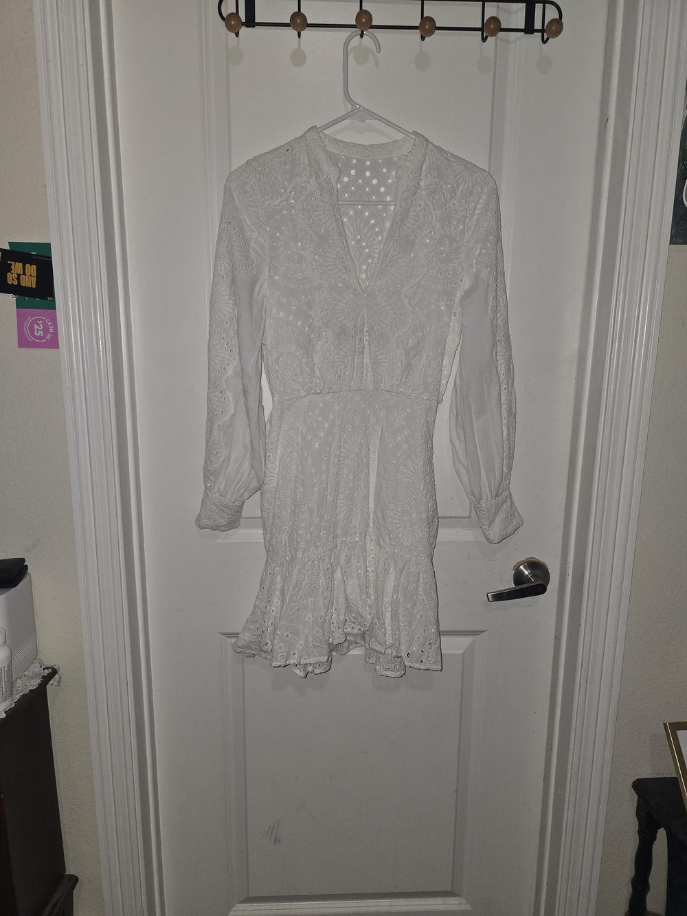 BCBGMAXAZRIA Off-White Cotton Eyelet Mini Dress - Size 2 (XS)